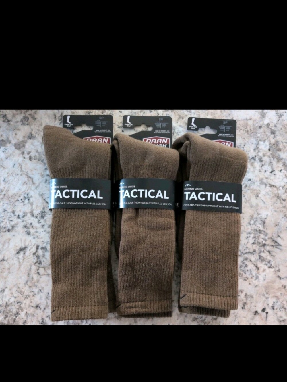3x DARN TOUGH T450 Coyote Over Calf Heavyweight Tactical Sock Full Cushion Small